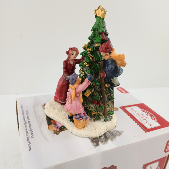 Holiday Time Victorian Family Decorating Christmas Tree Figurine 3.5" w/ Box - Picture 8 of 10